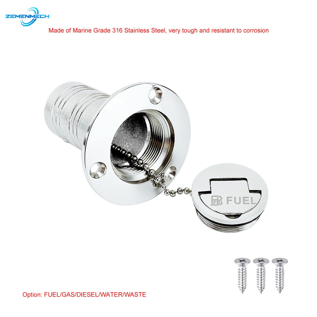 Marine Hardware 316 Stainless Steel 1.5" 38mm Deck Filler Fill FUEL GAS DIESEL WATER WASTE Keyless Cap Boat Accessories Yacht