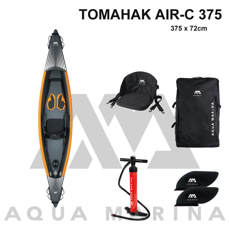 AQUA MARINA TOMAHAWK kayak inflatable boat canoe pvc dinghy raft paddle pump seat pressure gauge drop stitch material