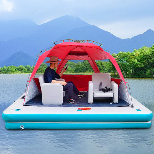 Plataforma de agua inflable muelle flotante estera de agua alfombra mágica barco para adultos y niños al aire libre surf pesca natación