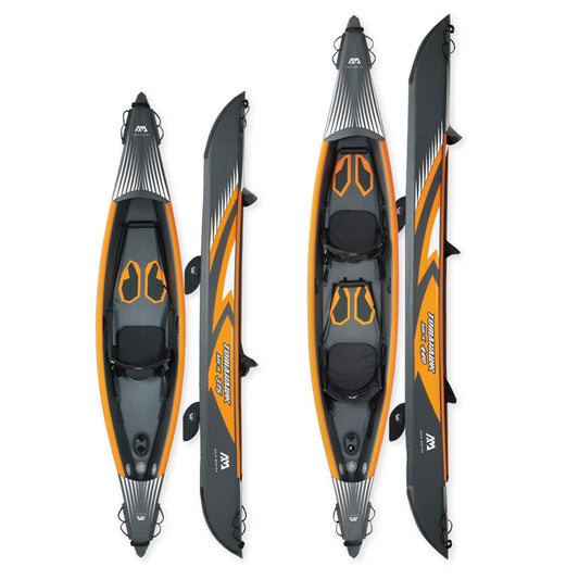 AQUA MARINA TOMAHAWK kayak bateau gonflable canoë pvc dériveur radeau pompe à aubes siège manomètre point de chute matériel