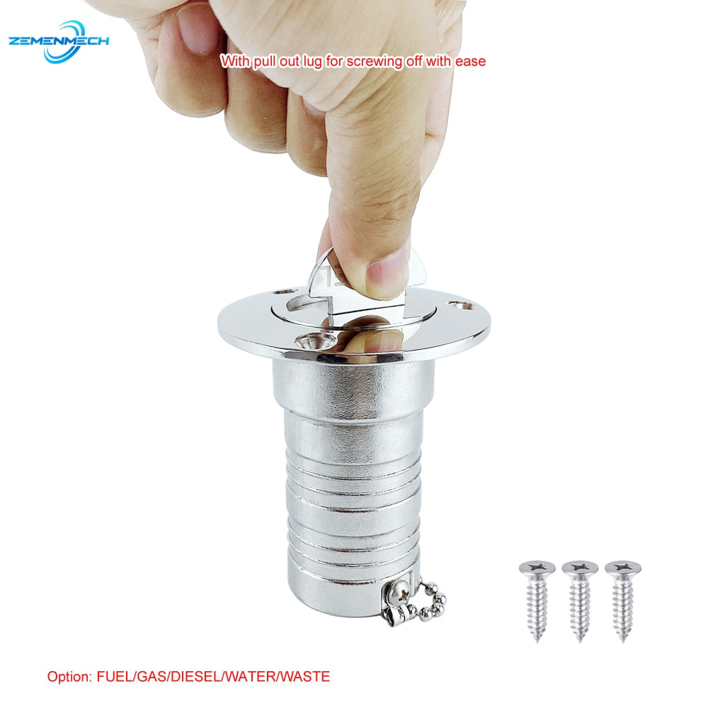 Marine Hardware 316 Stainless Steel 1.5" 38mm Deck Filler Fill FUEL GAS DIESEL WATER WASTE Keyless Cap Boat Accessories Yacht