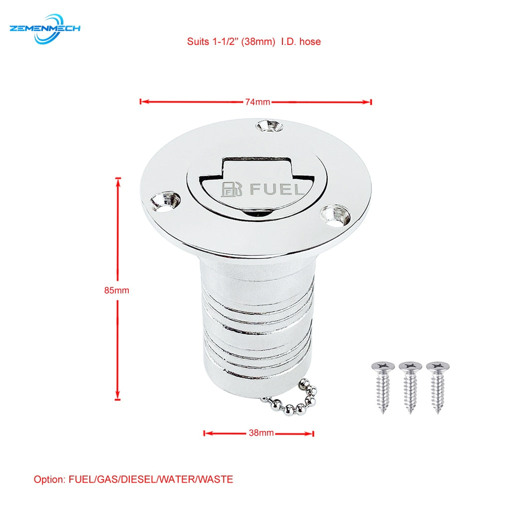 Marine Hardware 316 acero inoxidable 1,5 "38mm cubierta relleno relleno combustible GAS DIESEL agua residuos sin llave tapa barco accesorios yate